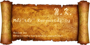 Máté Keresztély névjegykártya